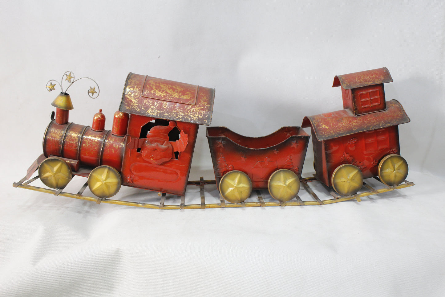 Metal Train Sleigh Gift Basket Container Holiday Christmas