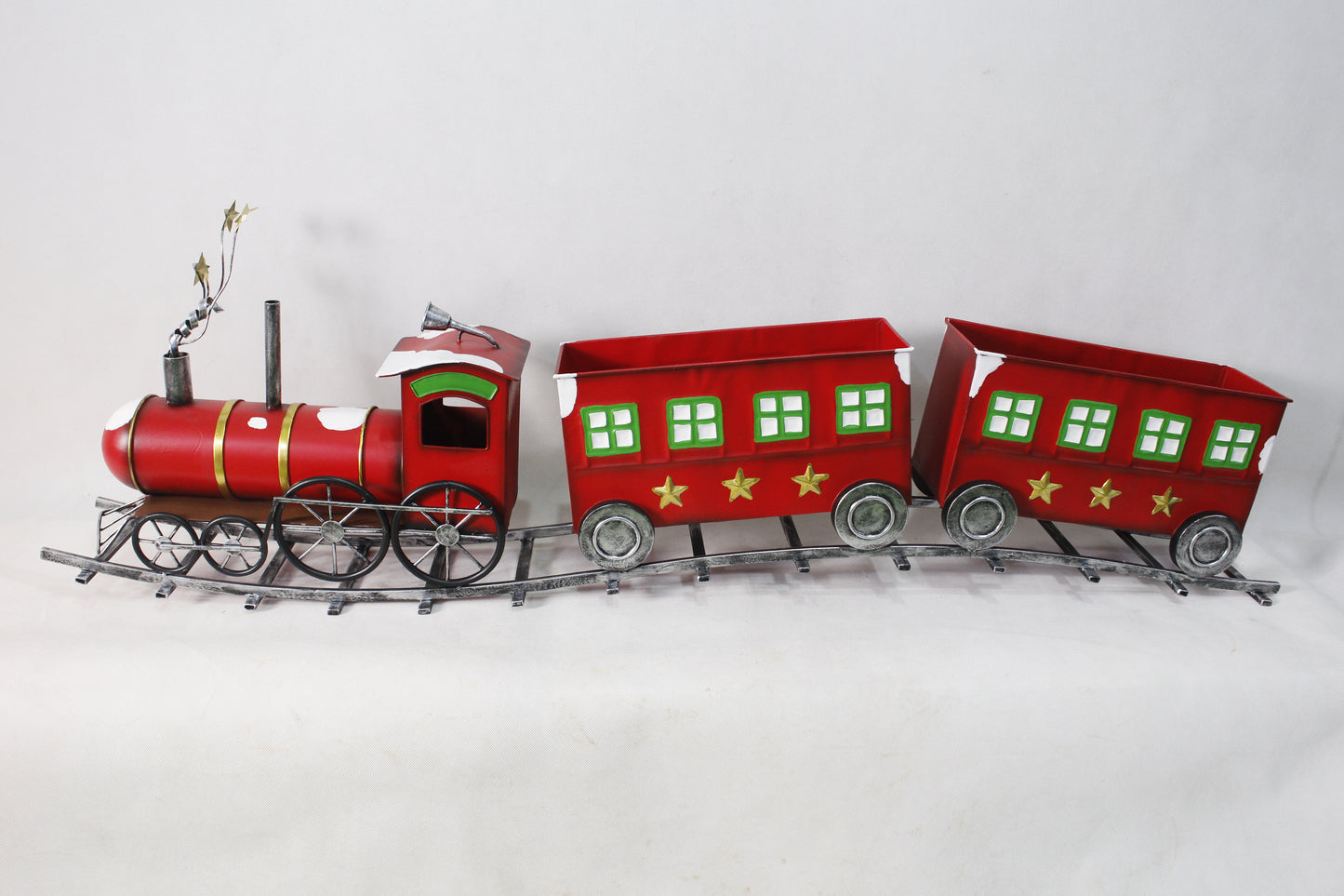 Metal Train Sleigh Gift Basket Container Holiday Christmas