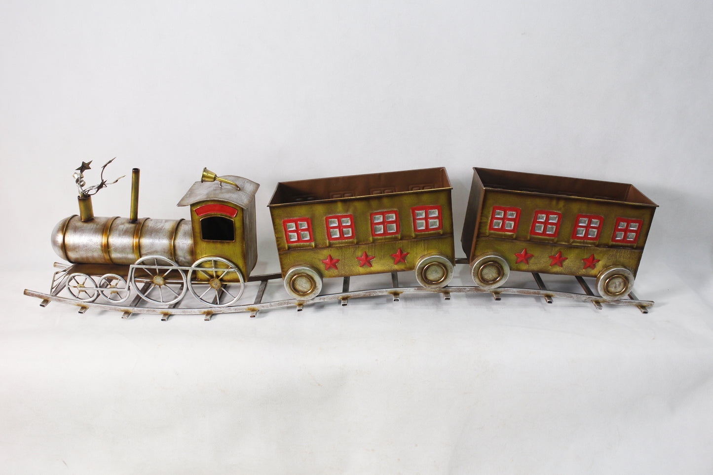 Metal Train Sleigh Gift Basket Container Holiday Christmas