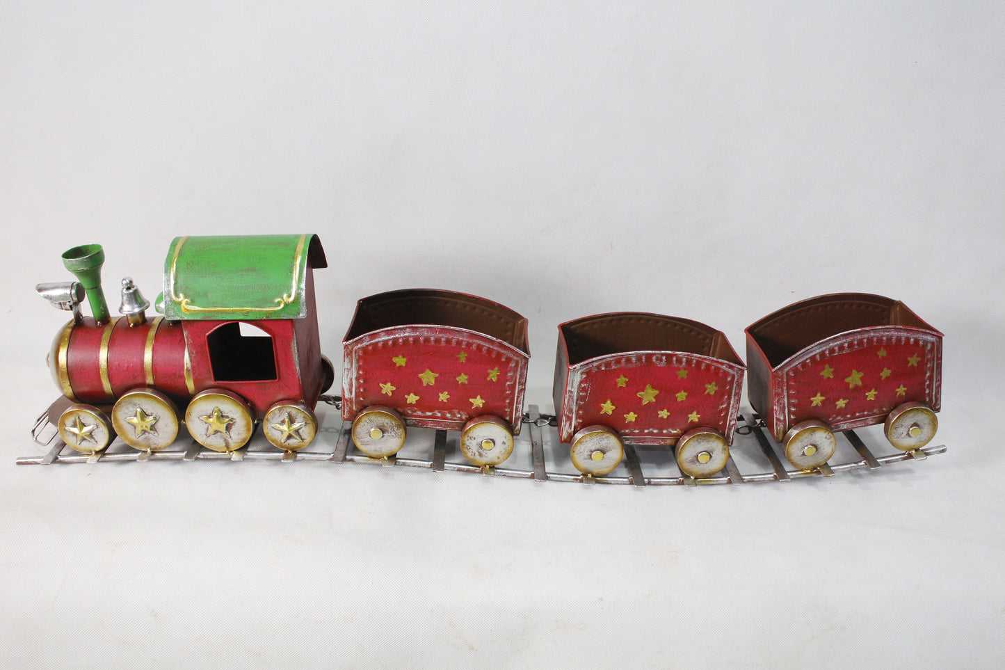 Metal Train Sleigh Gift Basket Container Holiday Christmas