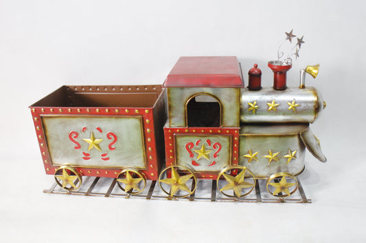 Metal Train Sleigh Gift Basket Container Holiday Christmas