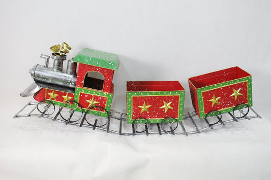 Metal Train Sleigh Gift Basket Container Holiday Christmas