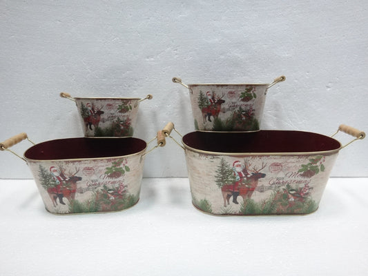 Metal Basket Planter Holidays Christmas