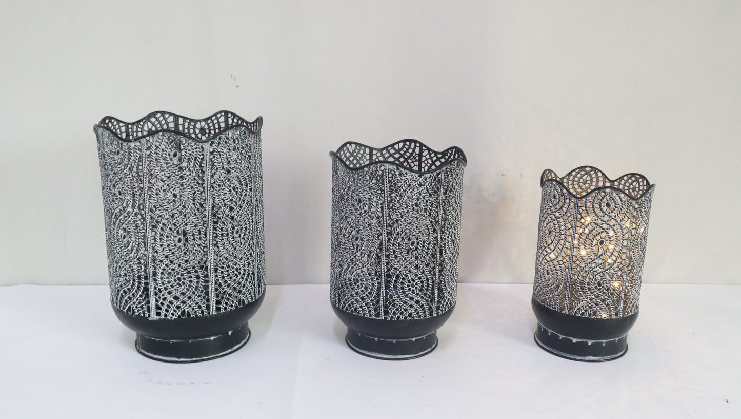 Metal Lantern Gift Basket Holidays Outdoor Indoor w/Stand