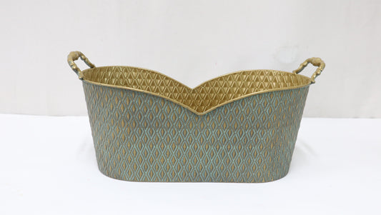 Oval Metal Basket Gift Container Planter Outdoor and Indoor