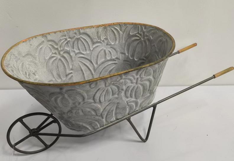 Metal Tin Planter Trolley Garden Flower Pot Basket Container