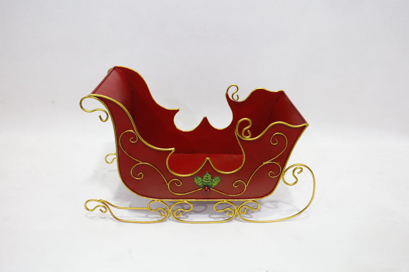 Metal Sleigh Holiday Gift Basket Container Christmas
