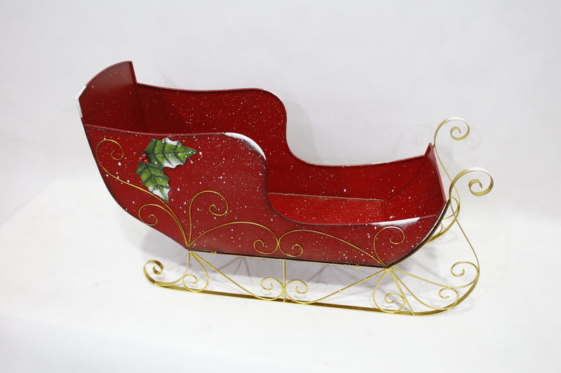 Metal Sleigh Holiday Gift Basket Container Christmas