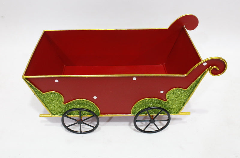 Metal Sleigh Holiday Gift Basket Container Christmas