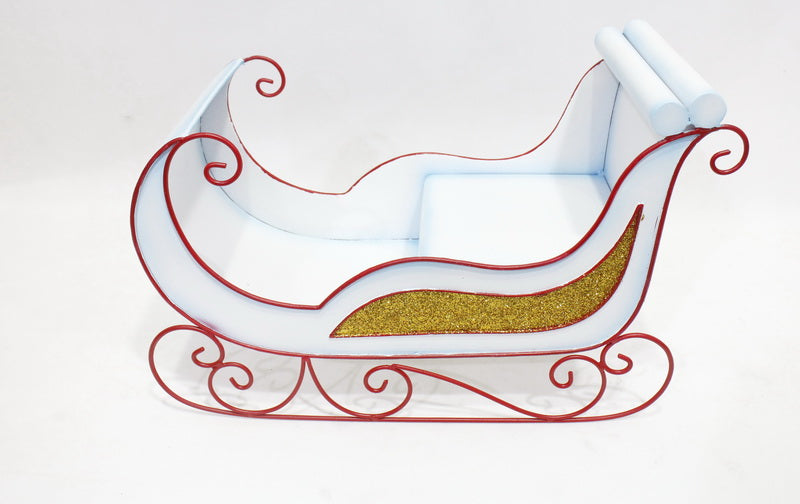 Metal Sleigh Holiday Gift Basket Container Christmas Snow