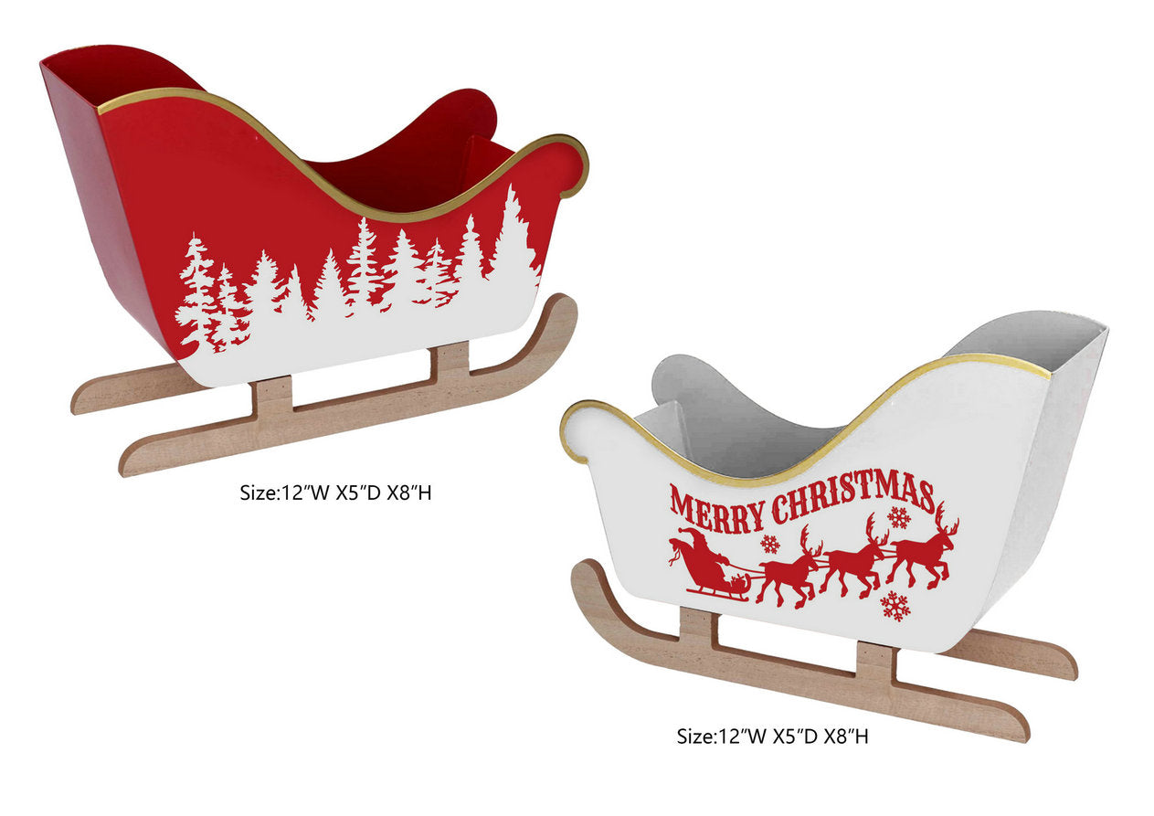 Metal Sleigh Gift Basket Holiday Christmas Giftware