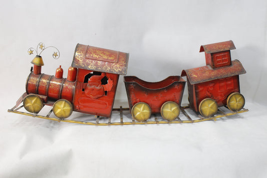 Metal Train Sleigh Gift Basket Container Holiday Christmas