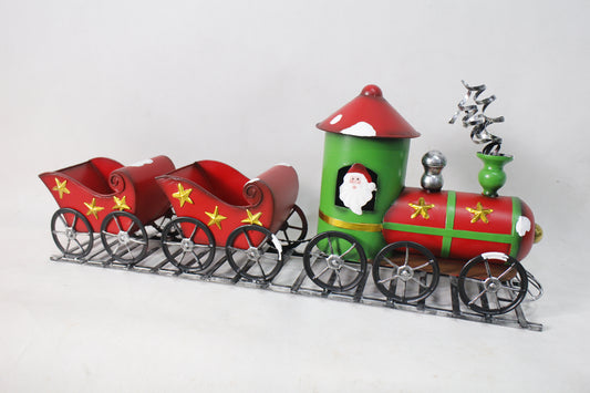 Metal Train Sleigh Gift Basket Container Holiday Christmas