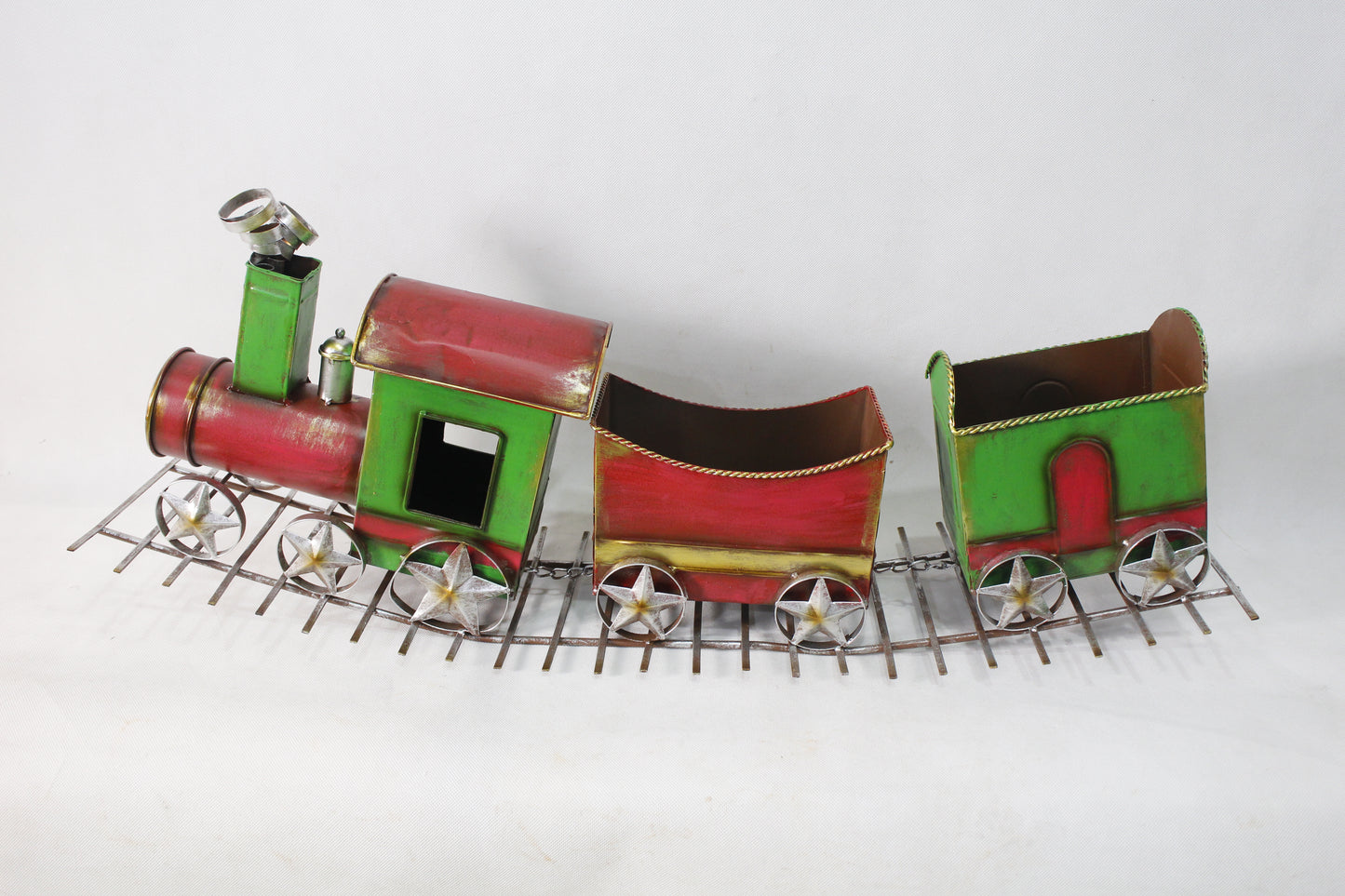 Metal Train Sleigh Gift Basket Container Holiday Christmas