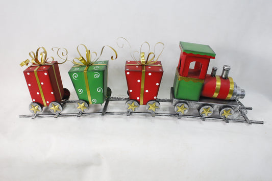 Metal Train Sleigh Gift Basket Container Holiday Christmas