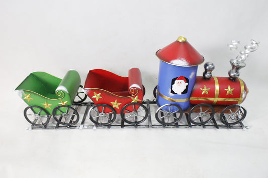 Metal Train Sleigh Gift Basket Container Holiday Christmas
