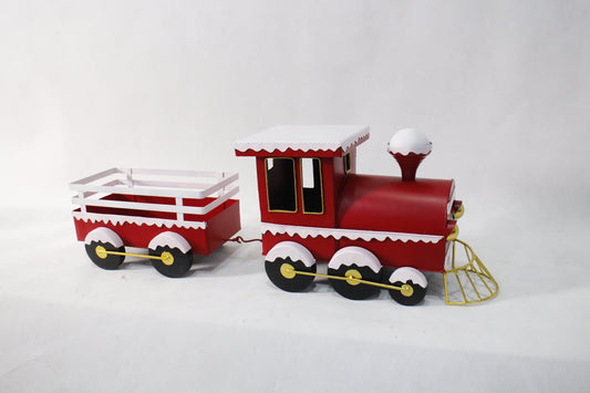 Metal Train Sleigh Gift Basket Container Holiday Christmas