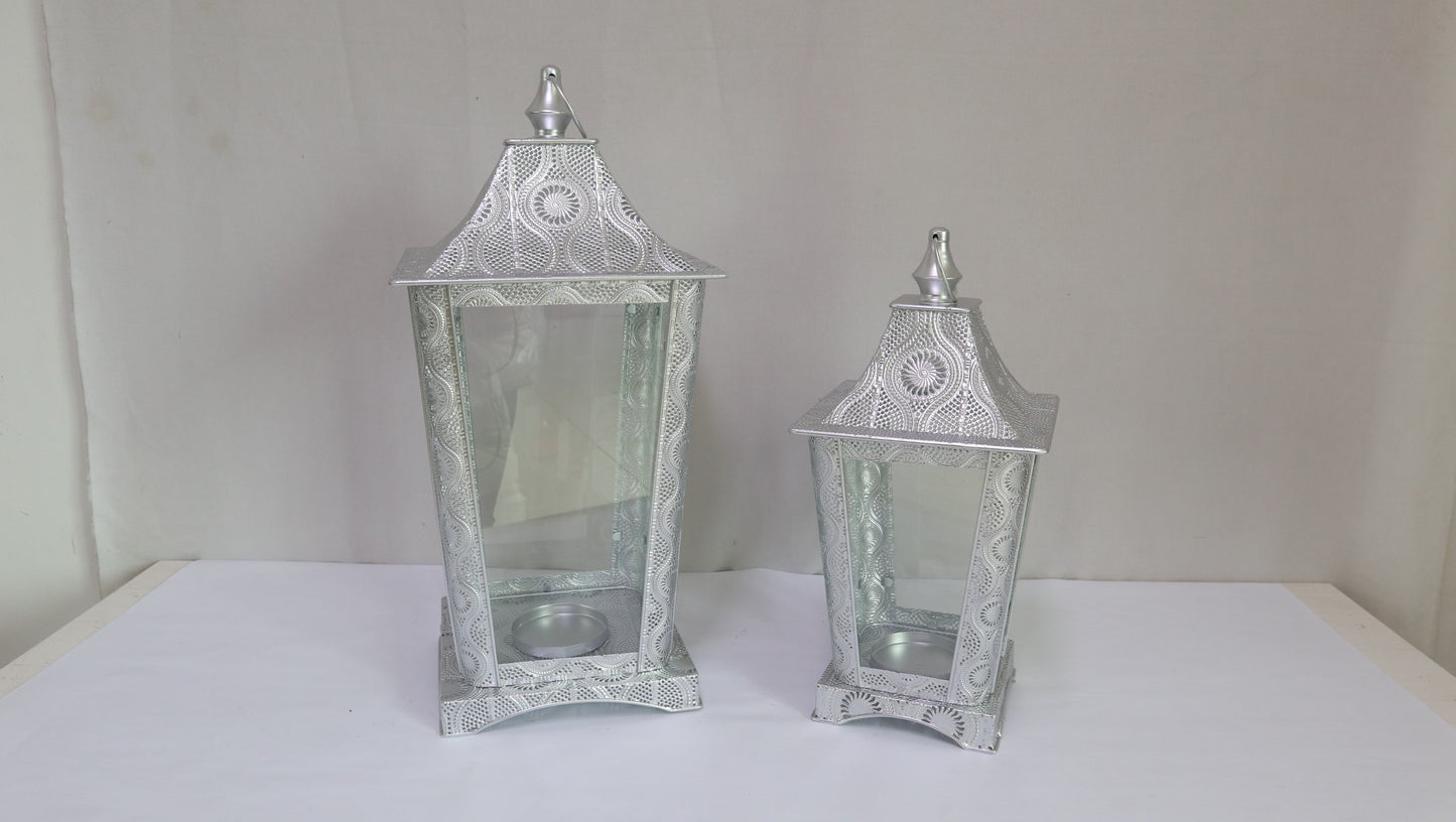 Metal Lantern w/Glass Gift Basket Holidays Outdoor