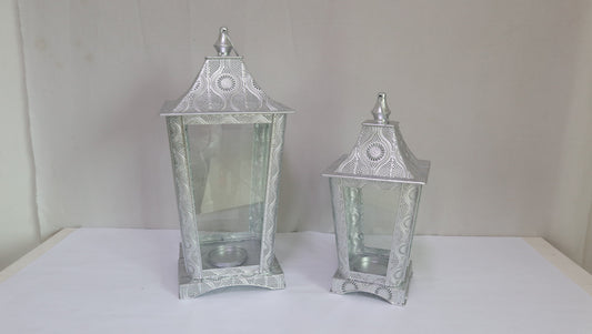 Metal Lantern w/Glass Gift Basket Holidays Outdoor