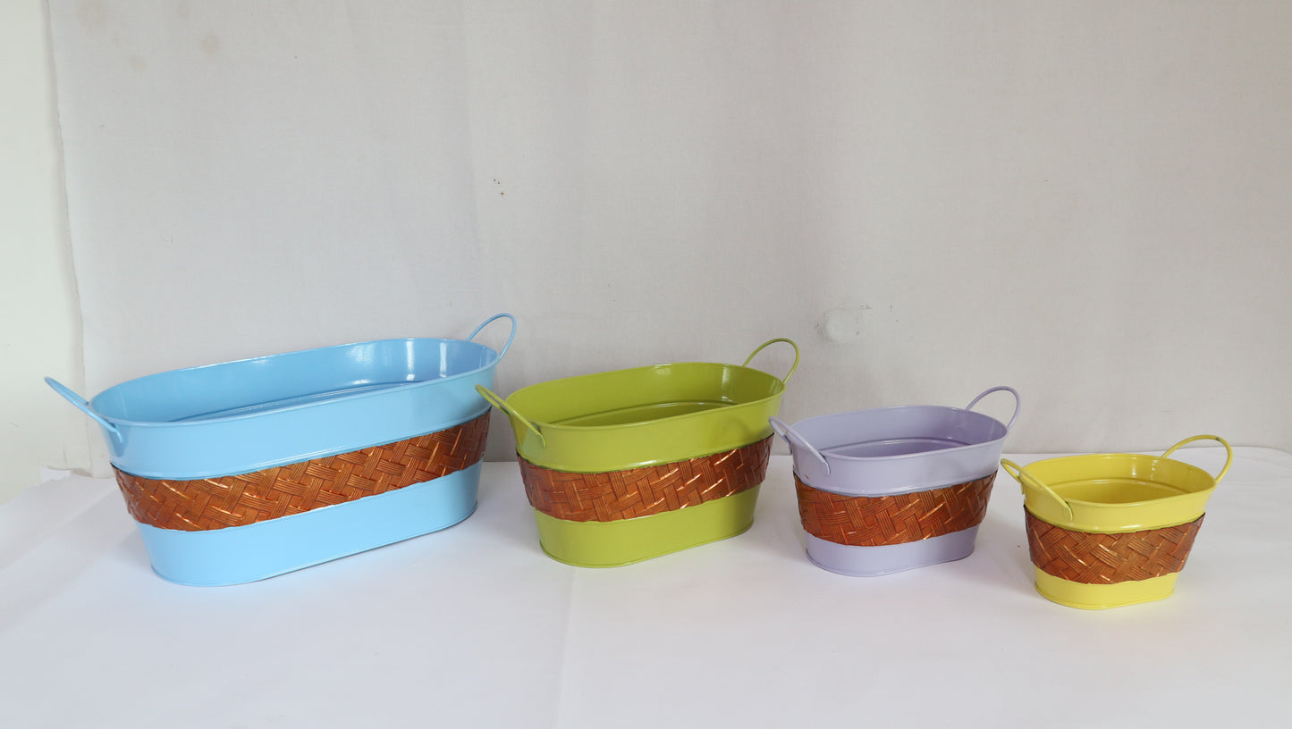 Rect. Metal Basket Garden Planter and Pot Basket Container  Holiday