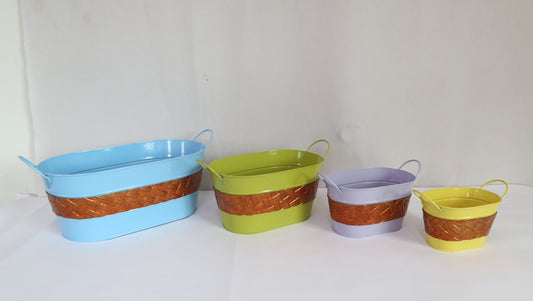 Rect. Metal Basket Garden Planter and Pot Basket Container  Holiday