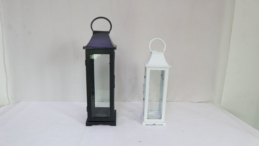 Metal Lantern w/Glass Gift Basket Holidays Outdoor Indoor