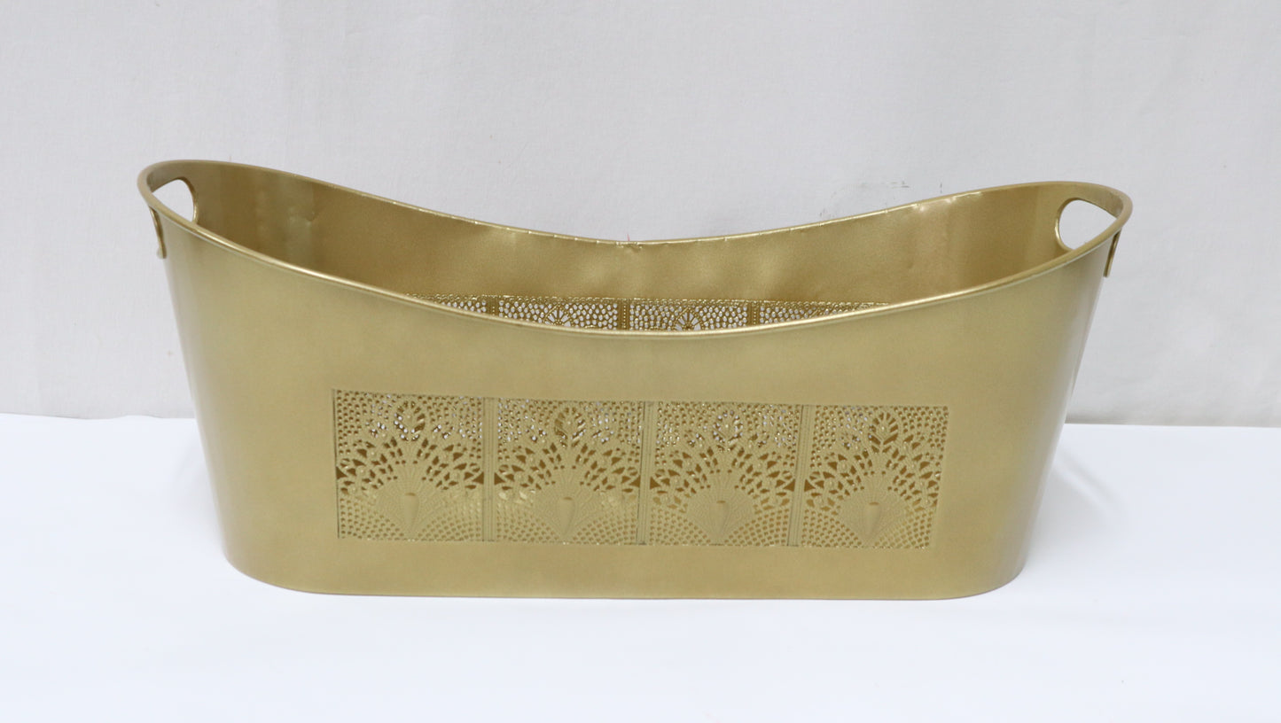 Oval Metal Basket Gift Container Planter Outdoor and Indoor