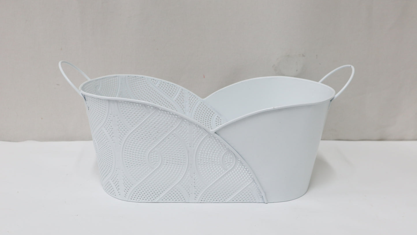 Oval Metal Basket Gift Container Planter Outdoor and Indoor