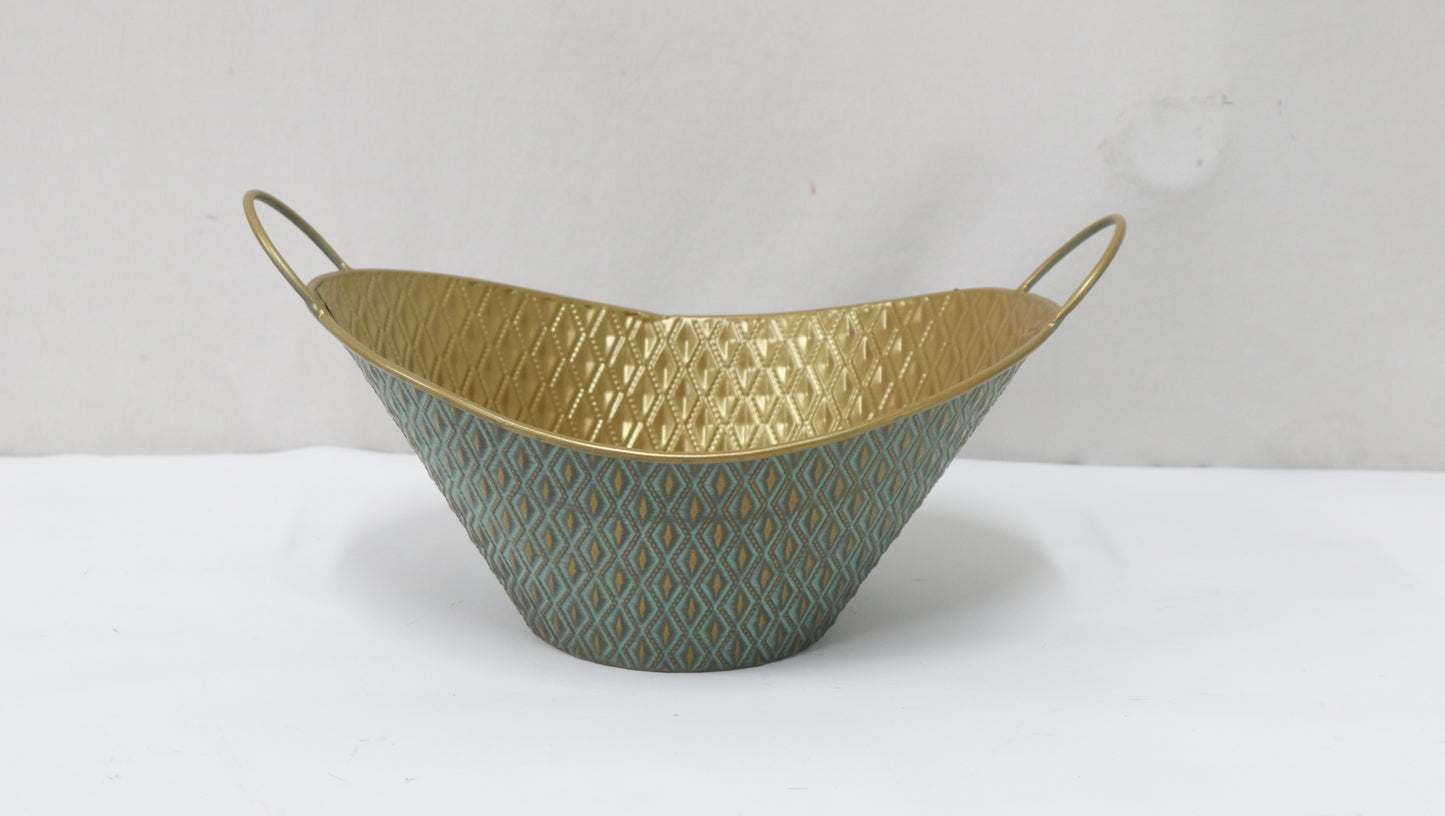 Oval Metal Basket Gift Container Planter Outdoor and Indoor