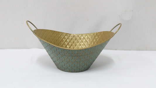 Oval Metal Basket Gift Container Planter Outdoor and Indoor