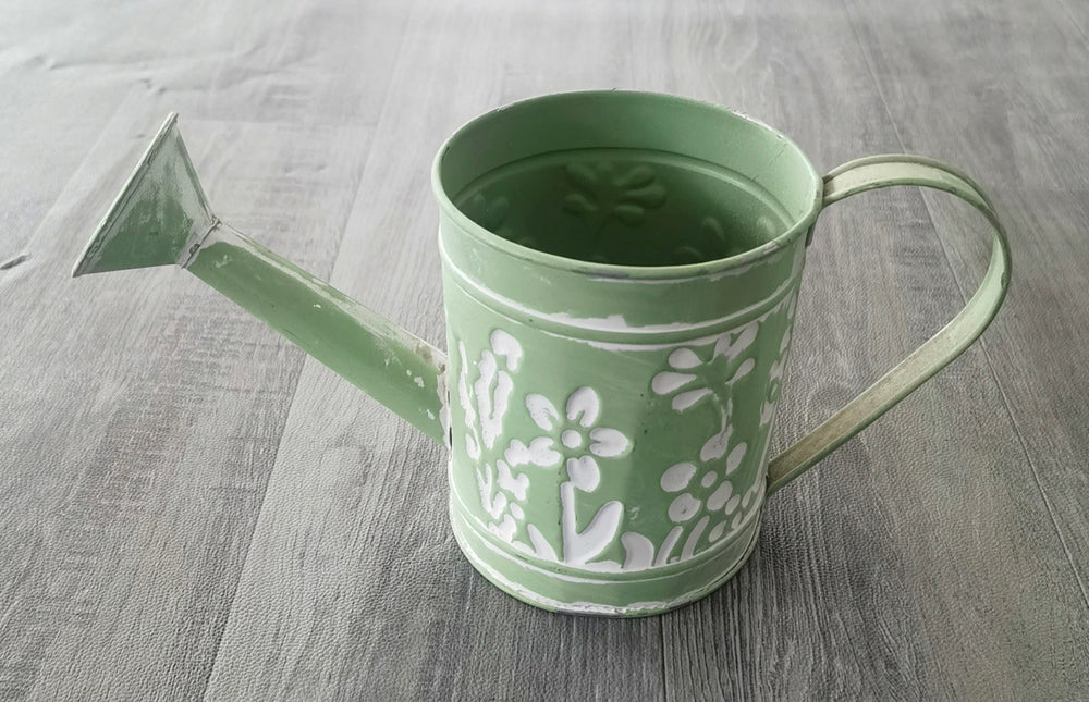 Metal Tin Planter Watering Can Garden Flower Pot Basket Container