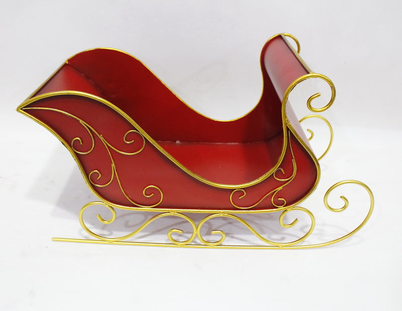 Metal Sleigh Holiday Gift Basket Container Christmas