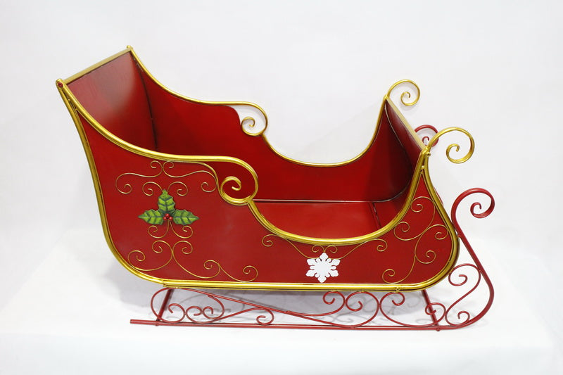 Metal Sleigh Holiday Gift Basket Container Christmas