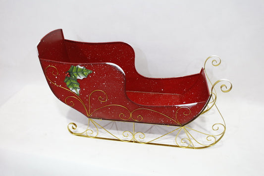 Metal Sleigh Holiday Gift Basket Container Christmas