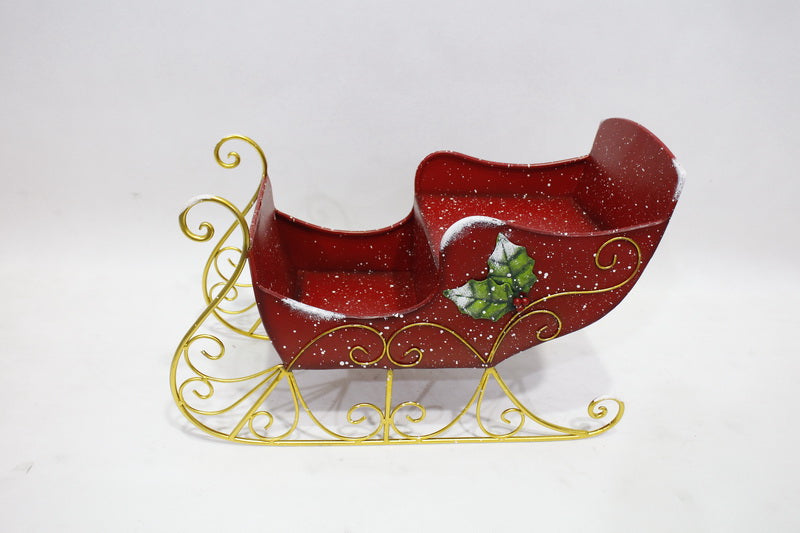 Metal Sleigh Holiday Gift Basket Container Christmas