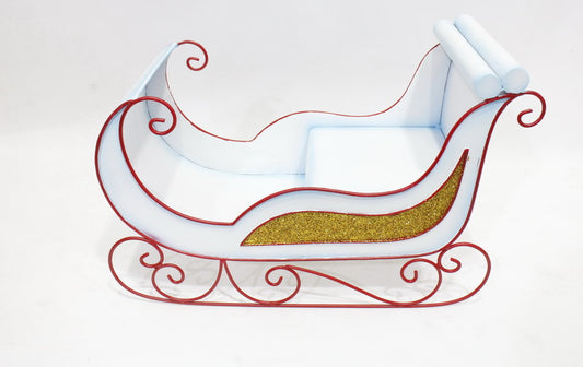 Metal Sleigh Holiday Gift Basket Container Christmas Snow