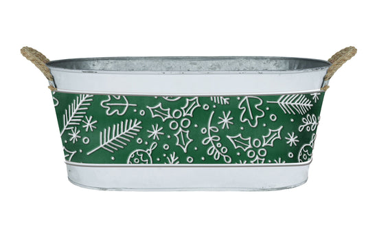 Oval Metal Basket Gift Basket Holiday Container Christmas Decoration Zinc