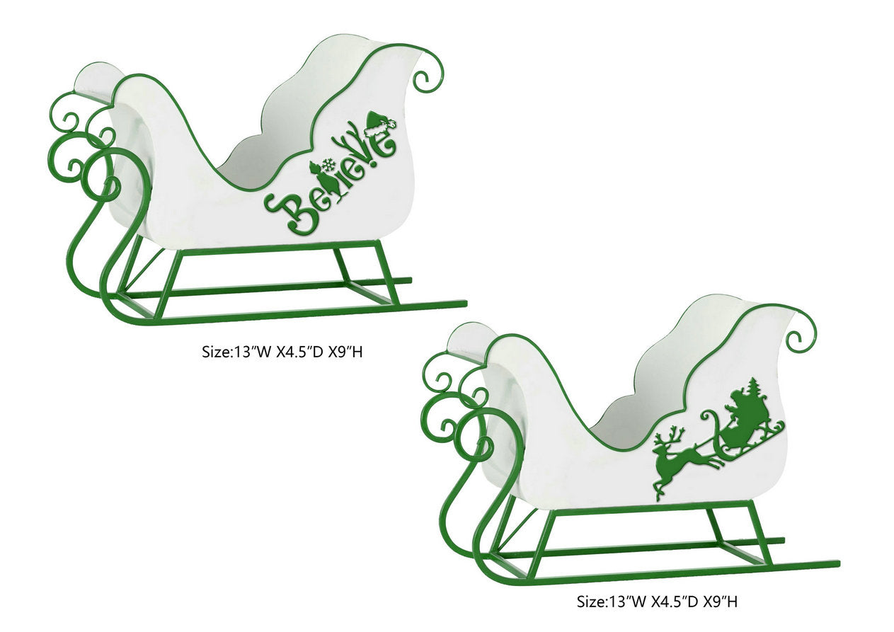 Sleigh Metal Holiday Christmas Giftware Gift Basket