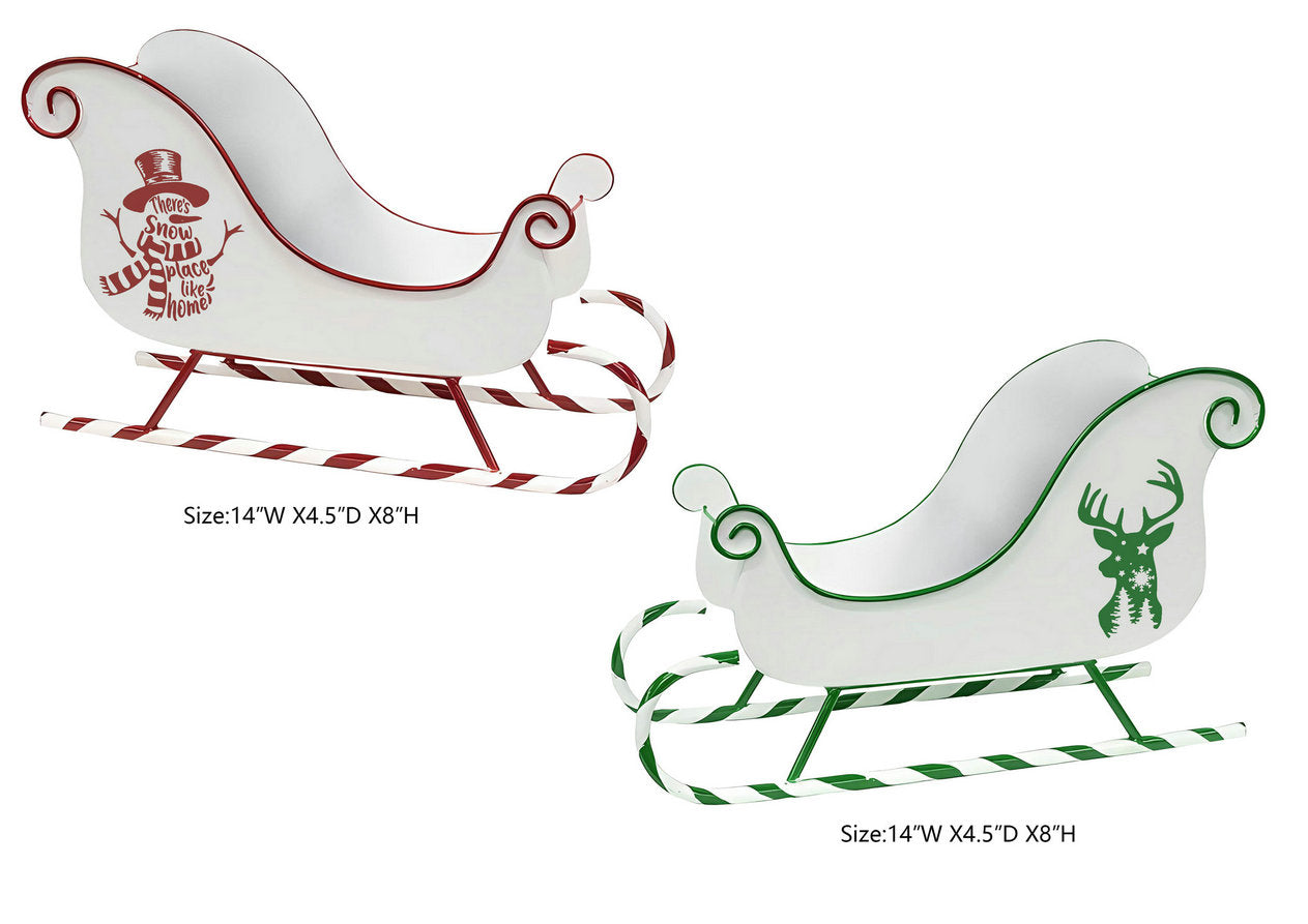 Metal Sleigh Gift Basket Holiday Christmas Giftware