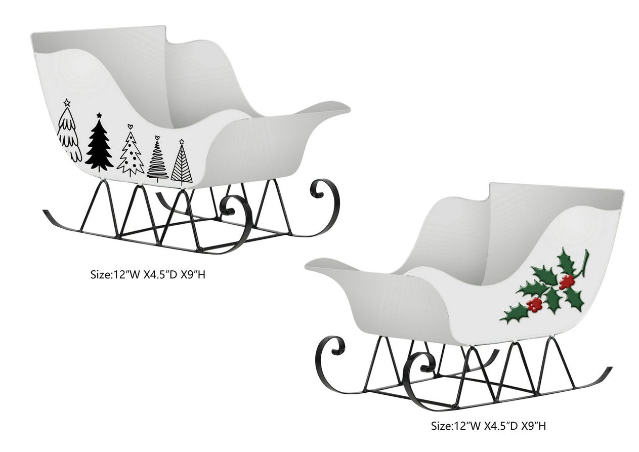 Metal Sleigh Gift Basket Holiday Christmas Giftware