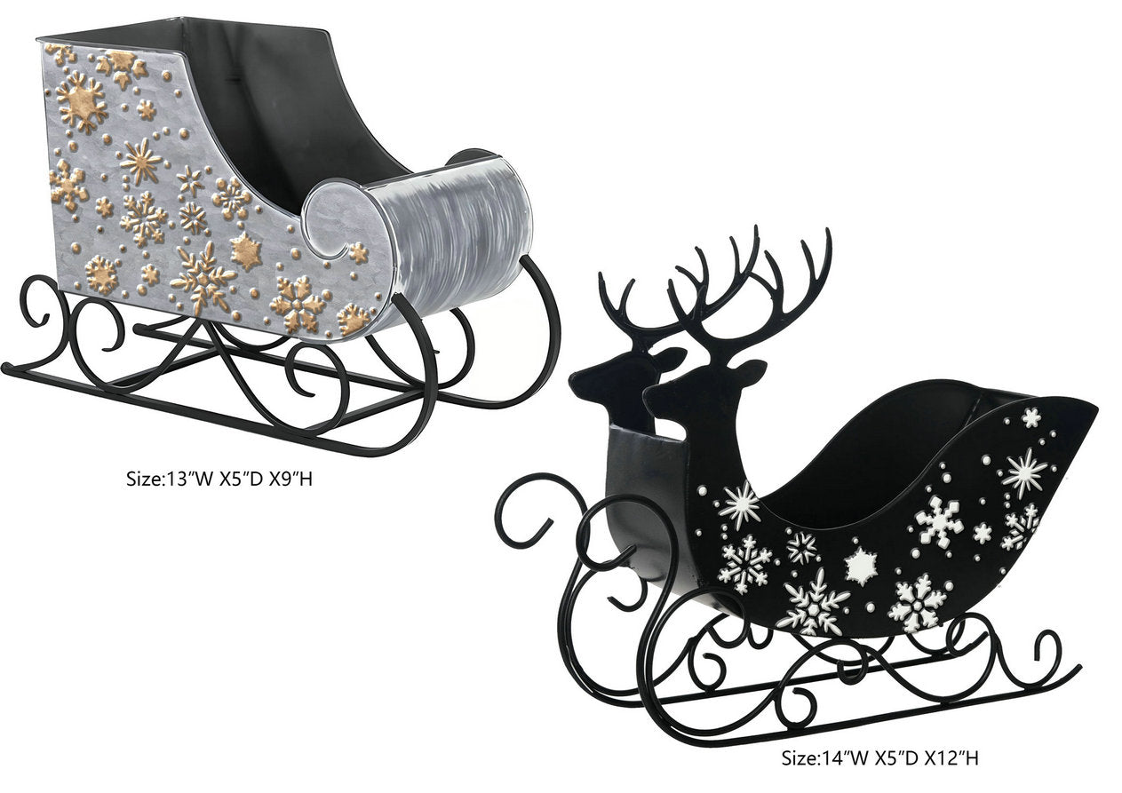 Metal Sleigh Gift Basket Holiday Christmas Giftware